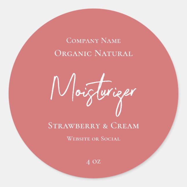 Designy Dusty Rose Skincare Product Label Runder Aufkleber (Vorderseite)