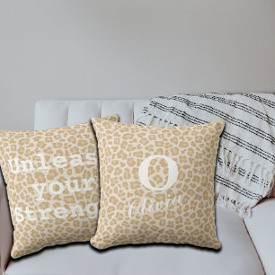 Designy Leopard Print Custom Monogram & Name Kissen