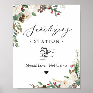 Desinfektionsstation Schild Rustikaler Chic Winter