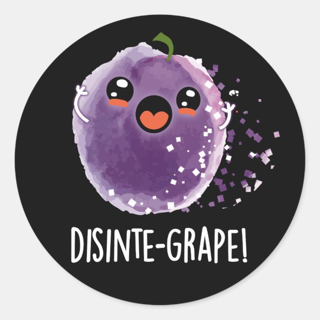 Desinte-Traube Funny Grape Pun Dark BG Runder Aufkleber (Vorderseite)