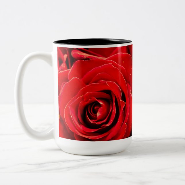 Desire Rote Rosen 15oz Zwei-Tonen-Tasse Schwarz Zweifarbige Tasse (Links)
