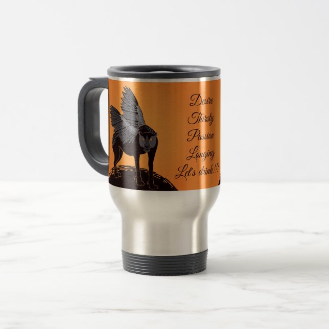Desire Thirsty Passion Longing Lasst uns trinken Reisebecher (Vorderseite Links)