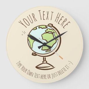 Desk Globe. Geografie-Lehrer Geschenkvorlage. Große Wanduhr