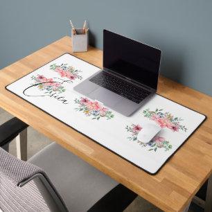 Desk Mat Floral Pink Pastell Schreibtischunterlage