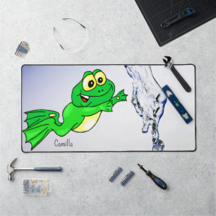 Desk Mat Frog Leaping Water Nature Schreibtischunterlage