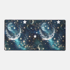 Desk Mat – Luxury Icy Blue Celestial Moon Phases Schreibtischunterlage