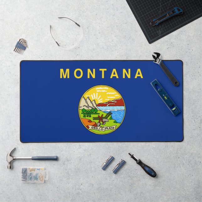 Desk Mat mit der Flagge von Montana, USA Schreibtischunterlage (Arbeitsplatz)