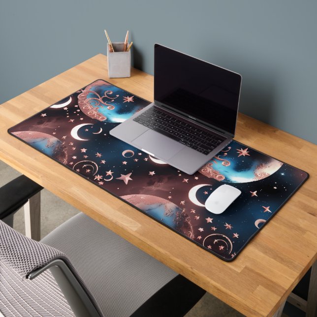Desk Mat - Rose Gold Celestial Moon Schreibtischunterlage (Büro 2)