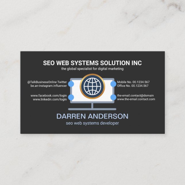 Desktop-Computer-Plattform-Web-SEO-Technologie Visitenkarte (Vorderseite)
