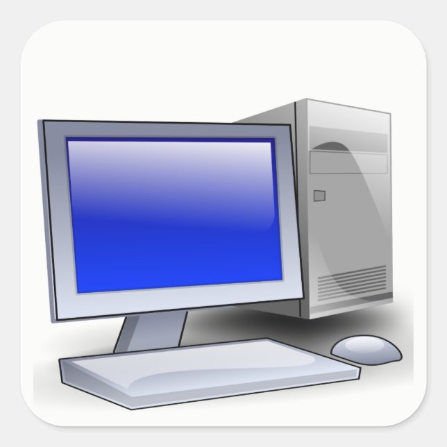 Desktop Computer Quadratischer Aufkleber (Vorderseite)