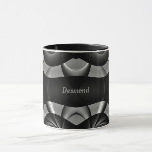 DESMOND ~ Glänzendes 3D Schwarz Silber Grau Frakta Tasse