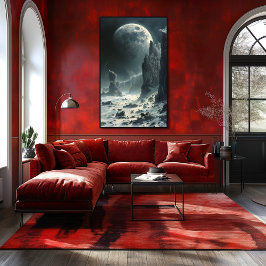 Desolación Lunar: Paisaje Surrealista Bicolor Poster