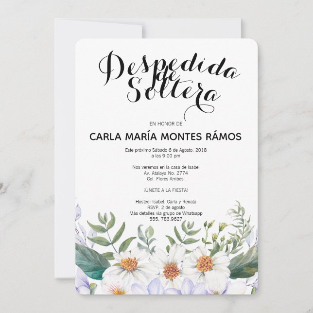 Despedida de Soltera Einladung En español (Vorderseite)