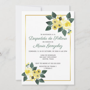 Despedida de Soltera Flores Amarilla Brautparty Einladung