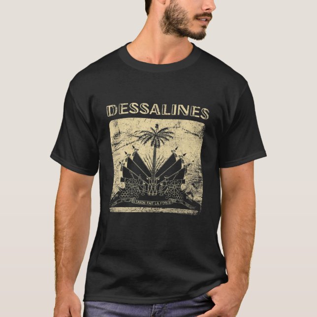 Dessalines Haiti Flag Vintage Wappen unabhängig T-Shirt (Vorderseite)