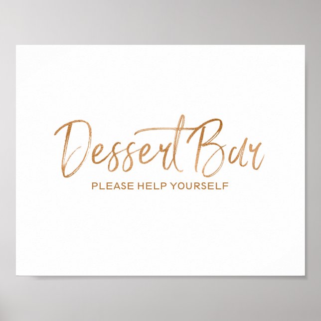 Dessert Bar 8x10 Stilvolle Rose Gold Wedding Sign Poster (Vorne)