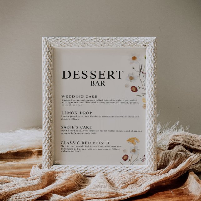 Dessert Bar Boho Wildblume Wedding Sign Poster (Von Creator hochgeladen)