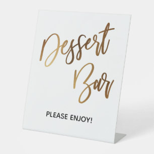 Dessert-Bar Einfache Gold-Handschrift-Typografie Sockelschild