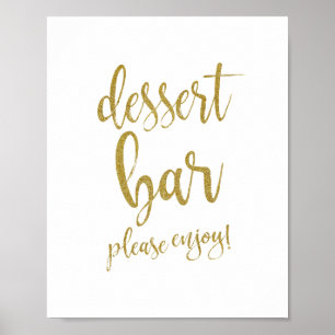 Dessert Bar Gold Glitter 8x10 Hochzeitsschild Poster