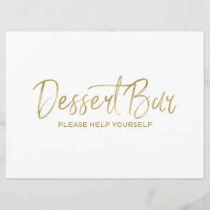 "Dessert Bar" Hochzeitszeichen   Stilvoll Golden Einladung