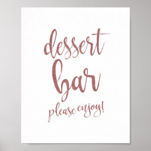 Dessert Bar Rose Gold Glitter 8x10 Hochzeitsschild Poster