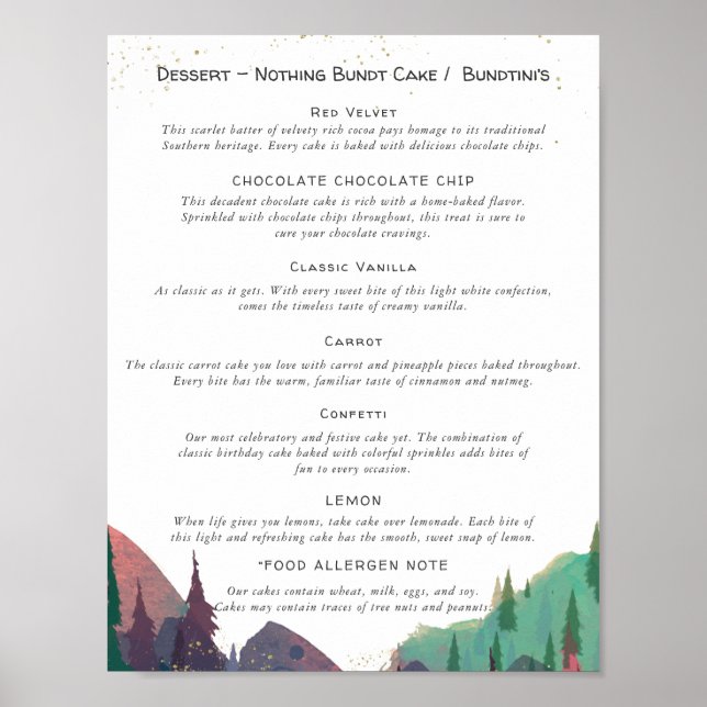 Dessert Bar Sign Wedding Poster (Vorne)