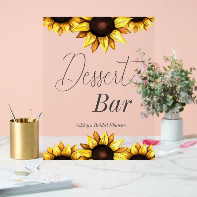 Dessert Bar Sonnenblumen Hochzeit Brautparty Acrylschild (Hochzeit)
