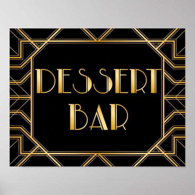 Dessert Bar Wedding Sign | Gatsby Art Deco Poster (Vorne)