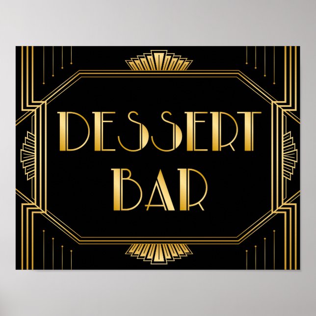 Dessert Bar Wedding Sign | Gatsby Art Deco Poster (Vorne)