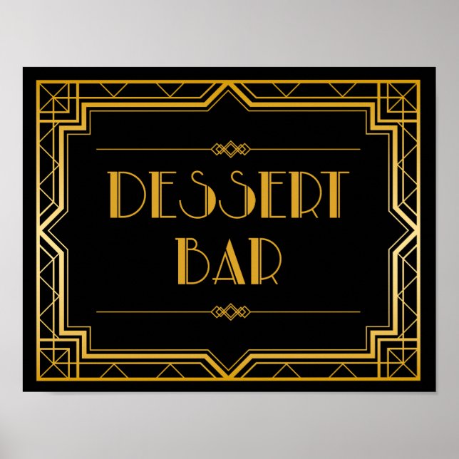 Dessert Bar Wedding Sign | Gatsby Art Deco Poster (Vorne)