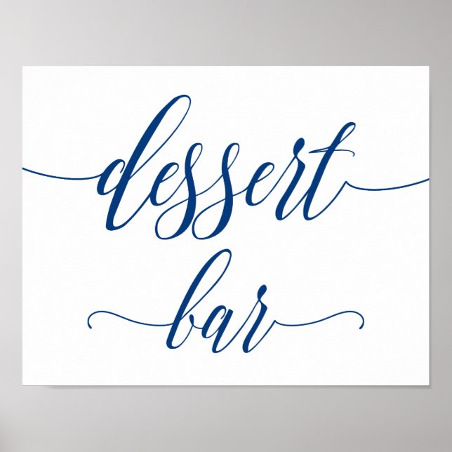 Dessert Bar Wedding Sign in Navy Blue Calligraphy Poster (Vorne)