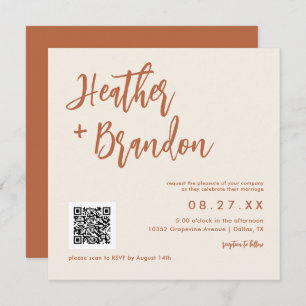 Dessert Boho QR Code Wedding Square Einladung