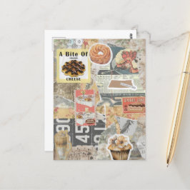 Dessert & Coffee Vintag Ephemera Decoupage Postkarte