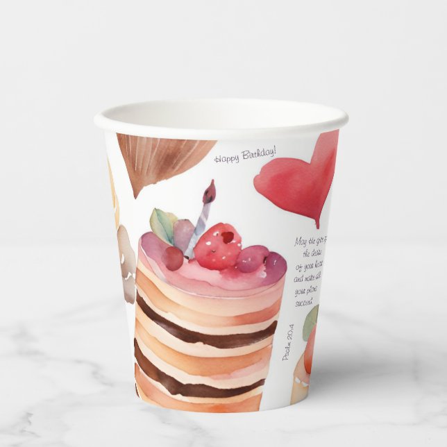 Dessert Geburtstag | Mehrfarbigkeit Pappbecher (Vorderseite)