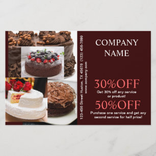 Dessert Hochzeitskuchen Bäckerei Flyer