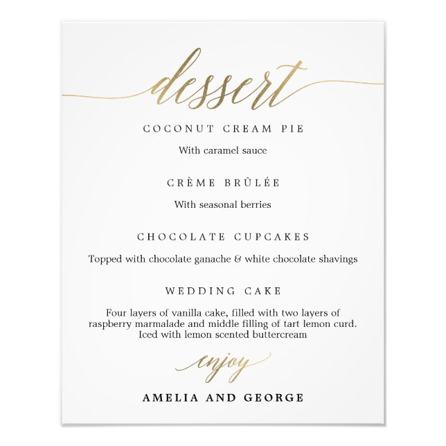 Dessert Menü wählen Sie Ihre Größe Fotodruck (Vorne)