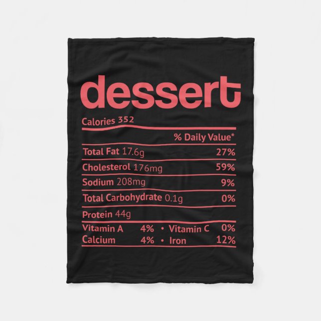 Dessert Nutrition Fact Funny Erntedank Christma Fleecedecke (Vorderseite)
