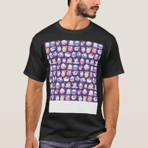 Dessert Seamless Pattern Patisserie Kawaii Niedlic T-Shirt