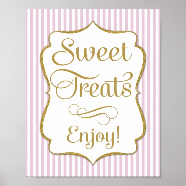 Dessert Sign Pink Gold Sweet Leckereien Poster (Vorne)