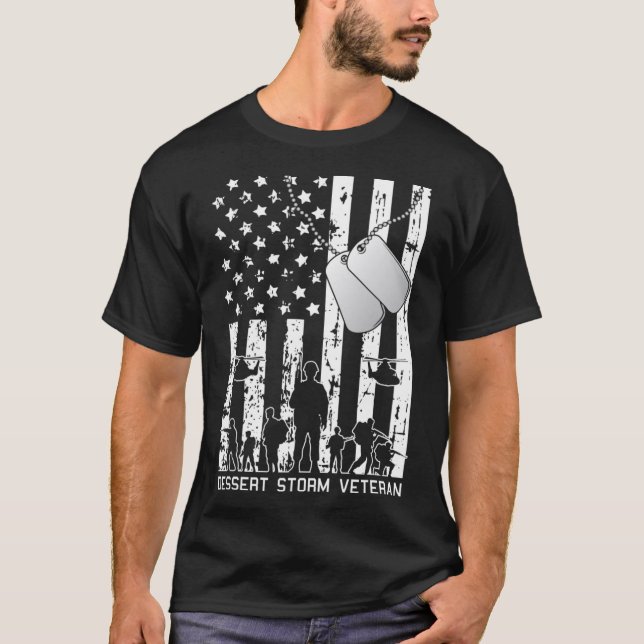 Dessert Storm Veteran American Flag Military Army T-Shirt (Vorderseite)