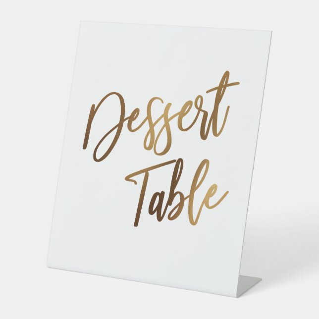 Dessert Table Simple Gold Handwriting Typografie Sockelschild (Vorderseite)