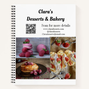 Desserts Bäckereirestaurant mit Namen und Text Notizbuch