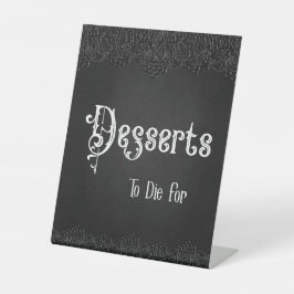 Desserts Black Lace Gothic Wedding Table Sign Sockelschild