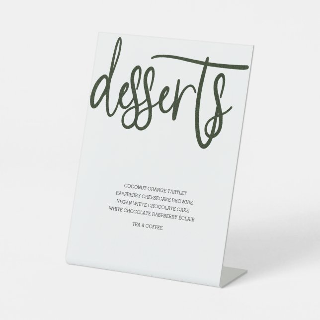 Desserts Menü Hochzeit Kunstrasen Sockelschild (Vorderseite)