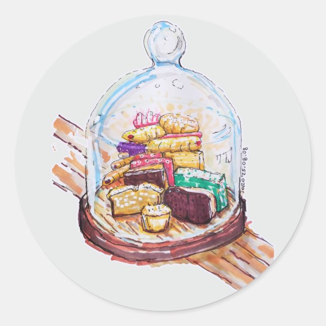 Desserts unter dem Glasdach Runder Aufkleber (Vorderseite)