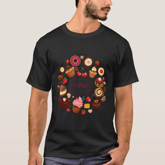 Desserts Yum Cup Cake Ice Creme Pie Cherry T-Shirt (Vorderseite)