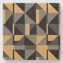 Dessous-de-Verre Carré en Grès Noir, Gris et Or Steinuntersetzer