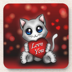 Dessous-de-verre Le chaton t'aime Getränkeuntersetzer