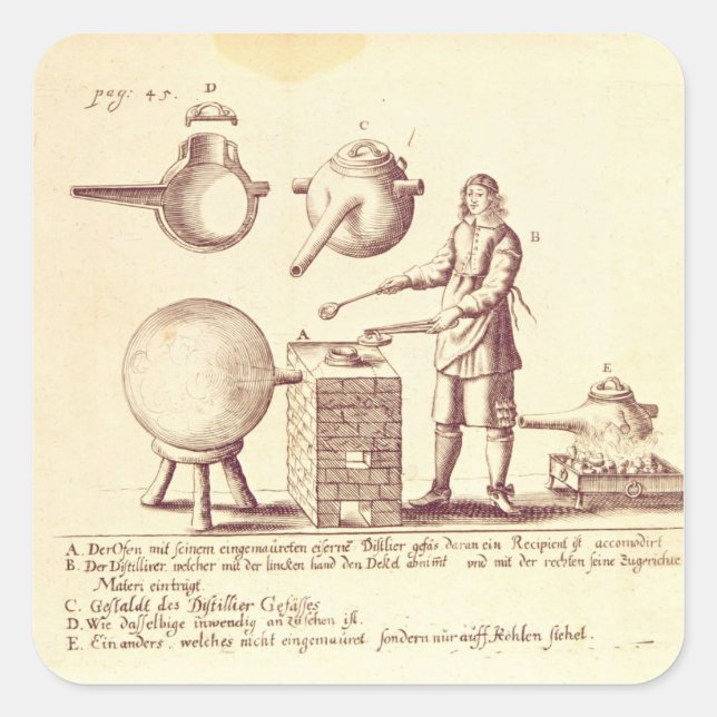 Destillationsausrüstung Quadratischer Aufkleber (Vorderseite)