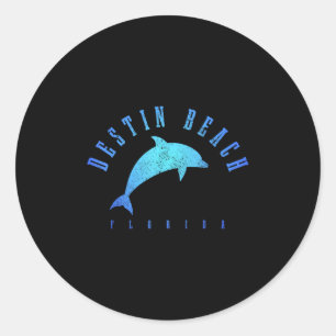 Destin Beach Florida Fl Vintag Dolphin Holiday Runder Aufkleber